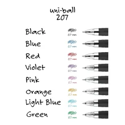 Pens|uni-ball uniball 207 Retractable Gel Pens, Medium Point, 0.7mm, Blue Ink, 12/Pack (33951)