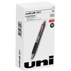 Pens|uni-ball uniball 207 Retractable Gel Pens, Medium Point, 0.7mm, Red Ink, Dozen (33952)