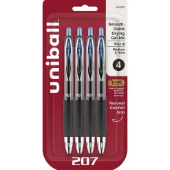 Pens|uni-ball 207 Signo RT Retractable Gel Pens, Medium Point, 0.7mm, Blue Ink, 4/Pack (45532PP)