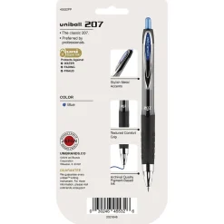 Pens|uni-ball 207 Signo RT Retractable Gel Pens, Medium Point, 0.7mm, Blue Ink, 4/Pack (45532PP)