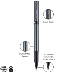 Pens|uni-ball uniball Deluxe Rollerball Pens, Micro Point, 0.5mm, Black Ink (60025)