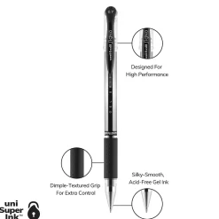 Pens|uni-ball Gel Grip Gel Pens, Medium Point, Black Ink, Dozen (65450)