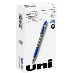 Pens|uni-ball uniball Gel Grip Gel Pens, Medium Point, 0.7mm, Blue Ink, 12/Pack (65451)
