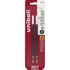 Pens|uni-ball Impact Gel-Ink Pen Refill, Bold Tip, Black Ink, 2/Pack (65808PP)