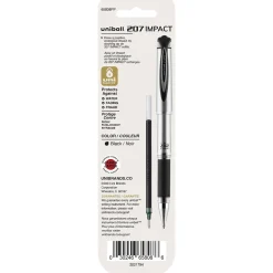 Pens|uni-ball Impact Gel-Ink Pen Refill, Bold Tip, Black Ink, 2/Pack (65808PP)