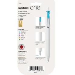 Pens|uni-ball one Retractable Gel Pen, Medium Point, 0.7mm, Assorted Ink, 5/Pack (70381)