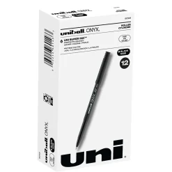 Pens|uni-ball uniball Onyx Rollerball Pens, Fine Point, 0.7mm, Black Ink, Dozen (60143)