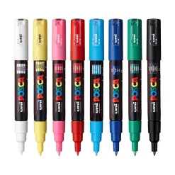 Markers|uni-ball Posca PC-1M Paint Markers, Fine Tip, Assorted Colors, 8/Pack (PC1M8C)