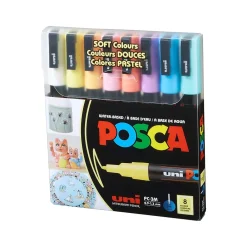 Markers|uni-ball Posca PC-3M Paint Markers, Bullet Tip, Assorted Colors, 8/Pack (PC3M8CSOFTCOLORS)