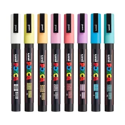Markers|uni-ball Posca PC-3M Paint Markers, Bullet Tip, Assorted Colors, 8/Pack (PC3M8CSOFTCOLORS)