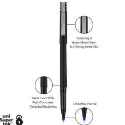 Pens|uni-ball uniball Roller Rollerball Pens, Micro Point, 0.5mm, Blue Ink (60153)