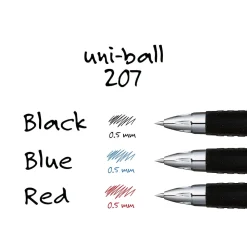 Pens|uni-ball Signo 207 Retractable Gel Pen, Fine Point, Black Ink, 5/Pack (1960240)