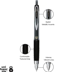 Pens|uni-ball Signo 207 Retractable Gel Pen, Fine Point, Black Ink, 5/Pack (1960240)