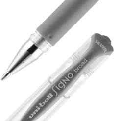 Pens|uni-ball uniball Signo Gel Impact Pens, Bold Point, 1.0mm, Silver Ink (60658)