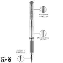 Pens|uni-ball uniball Signo Gel Impact Pens, Bold Point, 1.0mm, Silver Ink (60658)