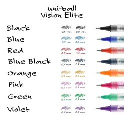 Pens|uni-ball Vision Elite Rollerball Pen, Bold Point, 0.8mm, Black Ink, 4/Pack (67180)