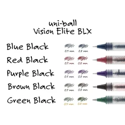 Pens|uni-ball Vision Elite Rollerball Pen Refill, Bold Point, Blue/Black Ink, 2 Pack (61234PP)