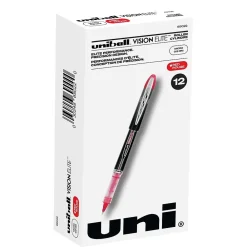 Pens|uni-ball uniball Vision Elite Rollerball Pens, Micro Point, 0.5mm, Red Ink, Dozen (69022)