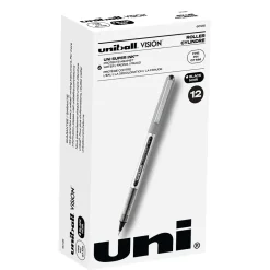 Pens|uni-ball Vision Rollerball Pens, Fine Point, 0.7mm, Black Ink, Dozen (60126)