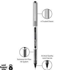 Pens|uni-ball uniball Vision Rollerball Pens, Fine Point, 0.7mm, Black Ink (60126)