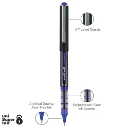 Pens|uni-ball uniball Vision Rollerball Pen, Micro Point, 0.5mm, Blue Ink, Dozen (60108)