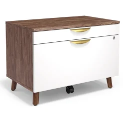 File Cabinets*Union & Scale â„¢ MidMod 2-Drawer Mobile Lateral File Cabinet, Letter/Legal, Lockable, 21.1"H x 29.4"W x 18.8"D, White/Espresso