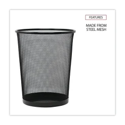 , Steel Mesh Trash Can with no Lid, Black, 4.5 gal. (UNV20008)<Universal Sale