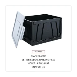 File Storage|Universal Collapsible Crate, 17 1/4 X 14 1/4 X 10 1/2, Black/gray, 2/pack
