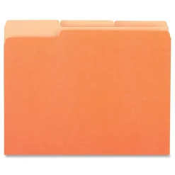File Folders|Universal Colored File Folders, 1/3 Cut One-Ply Tab, Letter, Orange, 100/Box