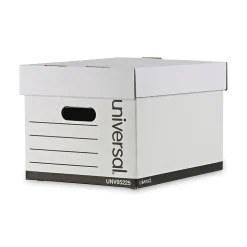 File Storage|Universal Extra-Strength Storage Box, Letter/Legal Size, White, Stacking Strength 1,500 lbs., 12/Ct