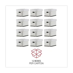 File Storage|Universal Extra-Strength Storage Box, Letter/Legal Size, White, Stacking Strength 1,500 lbs., 12/Ct