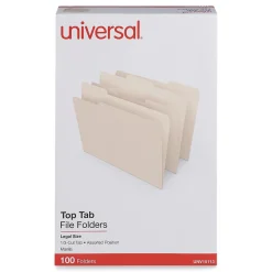 File Folders|Universal File Folder, Legal Size, Manila, 100/Box (UNV15113)