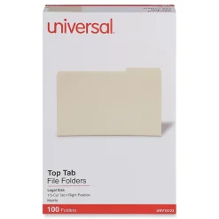 File Folders|Universal File Folder, Legal Size, Manila, 100/Box (UNV15123)