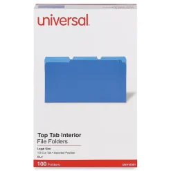 File Folders|Universal File Folder, Legal Size, Blue, 100/Box (UNV15301)