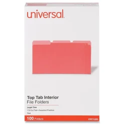 File Folders|Universal File Folder, Legal Size, Red, 100/Box (UNV15303)
