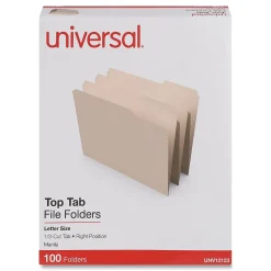 File Folders|Universal File Folder, Letter Size, Manila, 100/Box (UNV12123)