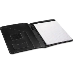 Leather-Look Pad Folio Leather Padfolio, Black (UNV32660)<Universal Best