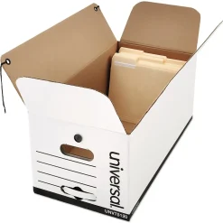 File Storage|Universal Medium Duty Corrugated File Box String and Button, Letter Size, White, 12/Carton (UNV75120)