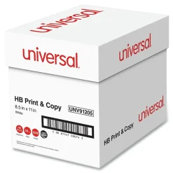 Large Quantity Paper*Universal Multipurpose Paper, 96 Bright, 20 lb., 8.5 x 11, Bright White, 500 Sheets/Ream, 5 Reams/Carton