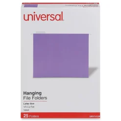 Hanging File Folders|Universal Recycled Hanging File Folder, Letter Size, Violet, 25/Box (UNV14120)