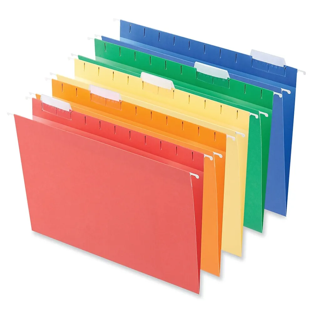 Hanging File Folders|Universal Recycled Hanging File Folders, Letter Size, Assorted Colors, 25/Box (UNV14121)
