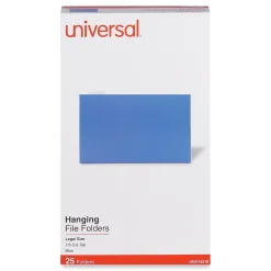 Hanging File Folders|Universal Recycled Hanging File Folder, Legal Size, Blue, 25/Box (UNV14216)