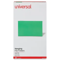 Hanging File Folders|Universal Recycled Hanging File Folder, Legal Size, Bright Green, 25/Box (UNV14217)