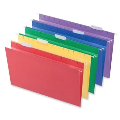 Hanging File Folders|Universal Recycled Hanging File Folders, Legal Size, Assorted Colors, 25/Box (UNV14221)
