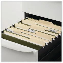 Hanging File Folders|Universal Reinforced Recycled Hanging File Folder, Letter Size, Green, 25/Box (UNV14142)