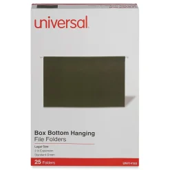 Hanging File Folders|Universal Reinforced Recycled Hanging File Folder, Legal Size, Green, 25/Box (UNV14153)