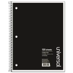 Subject Notebooks|Universal Wirebound Notebook, 8.5 x 11, College Ruled, 120 Sheets, Assorted Color Cover (UNV66400)