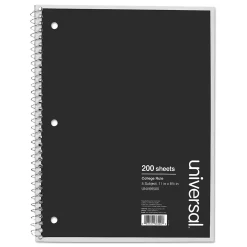 Subject Notebooks|Universal Wirebound Notebook, 8.5 x 11, College Ruled, 200 Sheets, Assorted Color Cover (UNV66500)
