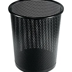 Urban Collection Punched Metal Wastebin, 595.82 Ml, Steel, Black Satin, 9"dia<Artistic Best