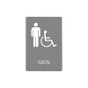 Headline U.S. Stamp & Sign ADA "MEN" Wheelchair Accessible Restroom Sign, 6" x 9", Gray/White (UST4815)